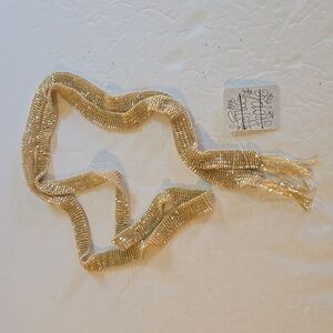 Free People Gold Sequin Bling SHINY Sparkle TIE Belt Sz.L/XL